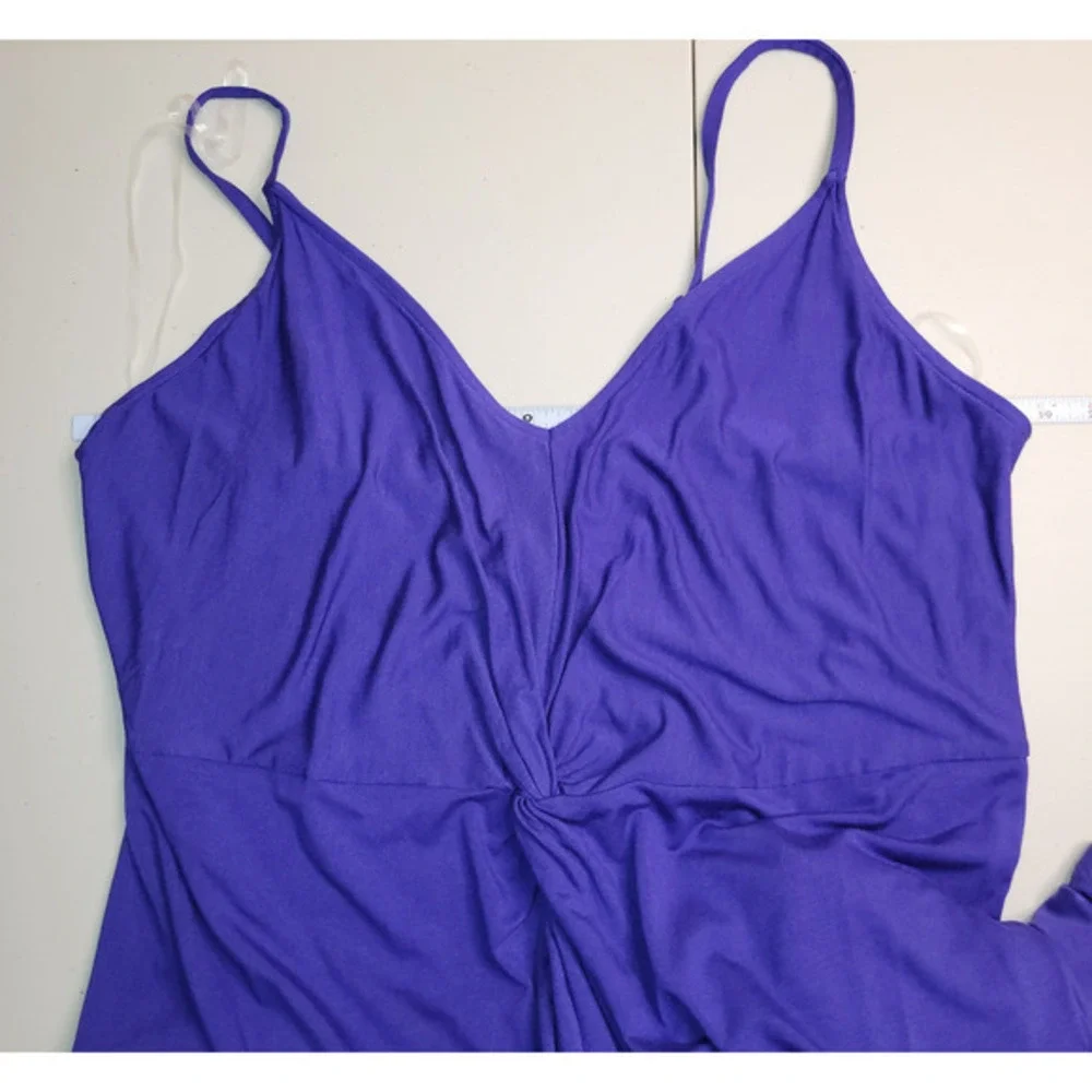 Womens Dress Size 1X Bodycon Sexy Stretchy Knot Adjustable Midi Purple Ava & Viv